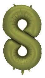 Partydeco Számos lufi 34" 86cm óriás olivazöld szám, számjegy 8-as (LUFI676968)