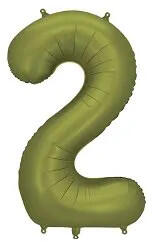 Partydeco Számos lufi 34" 86cm óriás olivazöld szám, számjegy 2-es (LUFI263948)