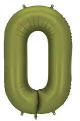 Partydeco Számos lufi 34" 86cm óriás olivazöld, szám, számjegy 0 (LUFI602372)