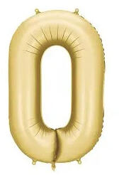Partydeco Számos lufi 34" 86cm óriás matt Arany szám, számjegy 0 (LUFI670637)