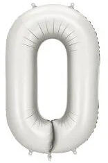 Partydeco Számos lufi 34" 86cm óriás matt Ezüst szám, számjegy 0 (LUFI634678)