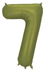 Partydeco Számos lufi 34" 86cm óriás olivazöld szám, számjegy 7-es (LUFI954148)