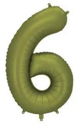 Partydeco Számos lufi 34" 86cm óriás olivazöld szám, számjegy 6-os (LUFI842653)