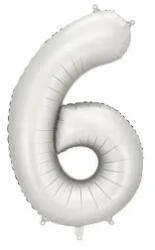 Partydeco Számos lufi 34" 86cm óriás matt Ezüst szám, számjegy 6-os (LUFI140562)