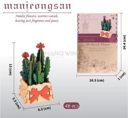 Orui Toys Puzzle 3D din Lemn 46 Piese - Cactusi in Ghiveci (1206)