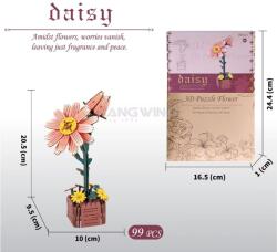 Orui Toys Puzzle 3D din Lemn 99 Piese - Margarete in Ghiveci (1203)