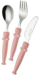 Eme Set 3 tacamuri copii Pappallegra, cu lingura, furculita si cutit, maner ursulet roz (CA3PL/64) Tacam