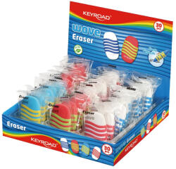 Keyroad Radír, PVC mentes 30 db/display Keyroad Wave vegyes színek (38463) - irodaszerpiac