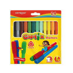 Keyroad Rostirón, filctoll készlet összekapcsolható fejekkel 24 db/bliszter Keyroad Capfix vegyes színek (38487) - irodaszerpiac