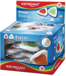 Keyroad Radír, PVC mentes 36 db/display Keyroad Triangular vegyes színek (38467) - irodaszerpiac