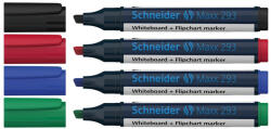 Schneider Tábla- és flipchart marker készlet 2-5mm, vágott végű Schneider Maxx 293, 4 klf. szín (36359)