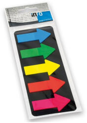 Info Notes Jelölőcímke 25x45mm, 5x25lap, műanyag nyíl Info Notes kék zöld sárga narancssárga rózsaszín (36765) - irodaszerpiac