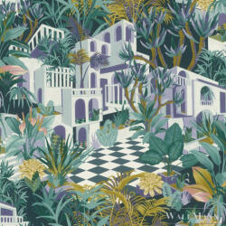 Rasch Tropical House 687415 zöld Grafikai mediterrán mintás tapéta (687415)