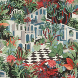 Rasch Tropical House 687408 piros Grafikai mediterrán mintás tapéta (687408)