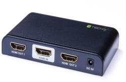Techly Elosztó, Techly HDMI splitter, 1 in 2 out, 30 méter, 4K Ultra HD, HDMI 2.0 (IDATA_HDMI2-4K2)