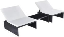 vidaXL Polyrattan dönthető asztallal 2 db (43069)