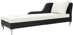 vidaXL Polyrattan napozóágy párnával fekete (44749)
