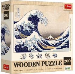 Trefl 200 db-os Wooden Contour Fa Puzzle - Hokusai - The Great Wave off Kanagawa (20250) (20250)