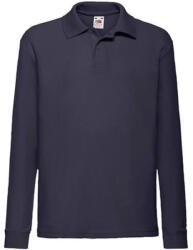 Fruit of the Loom Gyerek Galléros póló Hosszú ujjú Fruit of the Loom 65/35 Long Sleeve Polo Kids - 152 (12-13), Mély sötétkék (navy)
