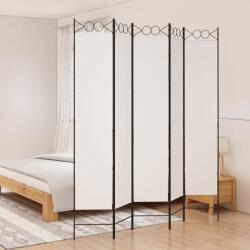 vidaXL Параван за стая, 5 панела, бял, 200x200 см, текстил (350170)