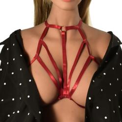 Guilty Toys Top Harness Jasmine Elastic si Reglabil, Aspect Lucios, Rosu, XS-L, Guilty Toys