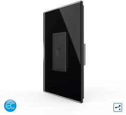 LIVOLO Intrerupator Simplu Cap Scara / Cruce cu Touch Livolo cu Rama Din Sticla 1M, Zigbee EC - Serie Noua - culoare negru