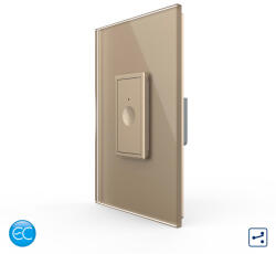 LIVOLO Intrerupator Simplu Cap Scara / Cruce cu Touch Livolo cu Rama Din Sticla 1M, Zigbee EC - Serie Noua - culoare auriu