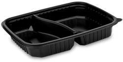WIMEX Menü mikrohullámú tál (PP) 2 részes fekete `L` 250 x 185 mm 1100ml [50 db]
