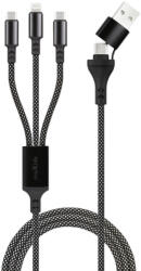 XO 2xType-C / iPhone 8pin - USB / Type-C adatkábel, gyorstöltés, nylon fonat, 66W, 1M, fekete, Maxlife