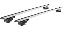  Bare transversale Green Valley Treck Vento Premium Silver Aluminiu pentru TATA Safari Suv 1998-prezent, cu prindere pe bare longitudinale (GVB9543)