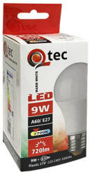 Qtek LED izzó gömb 9W-A60-E27-2700K - MELEG fehér 720lm