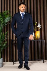 Elite Fashion Sötét kék háromrészes slim Öltöny - 50 ( m )