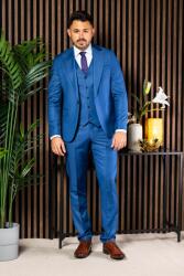 Elite Fashion Király kék háromrészes slim Öltöny - 60 ( xxl )