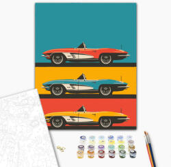 Alkotásutca Három Corvette - Számfestő készlet kereten 40x50