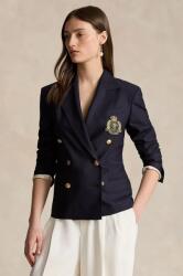Ralph Lauren gyapjú kabát sötétkék, sima, kétsoros gombolású, 211910403 - sötétkék 38