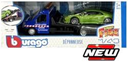 Bburago Macheta auto Trailer transporter *France*, blue/green cu masinuta Lamborghini Huracan1/43 (31518)