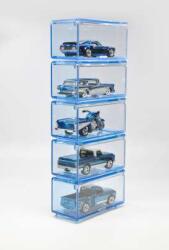 DIECAST Vitrina Set de 5 cutii pentru depozitare masinute sau machete la scala 1/64 Blue1/43 (30365)