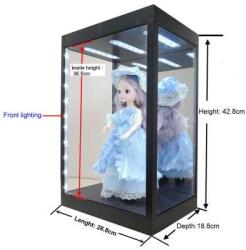 TRIPLE 9 Vitrina neagra cu Led-uri multiple si oglinda spate scala 1/61/43 (30419)