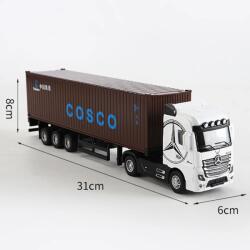 HONGW Tir Mercedes Actros White + container Brown cu leduri si sunete scala 1/361/43 (27436)