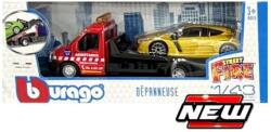 Bburago Macheta auto Trailer transporter *France*, red/yellow cu masinuta Renault Megane RS1/43 (31512)