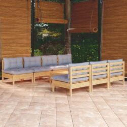 vidaXL Set mobilier grădină cu perne gri, 8 piese, lemn de pin (3096135)