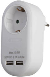 Entac 1 Plug + 2 USB (EPAG-1EE-2USB-W)