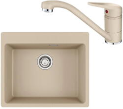 Franke Maris MRG 610-54 Set chiuveta bucatarie granit 50x59 cm cu baterie monocomanda Novara Plus, bej (avena) (114.0660.151) - rombiz