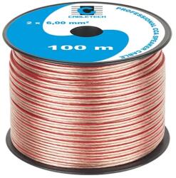 Cabletech KAB0362 Hangszórókábel, transzparens, réz-alumínium CCA, 2x6mm2 (KAB0362)