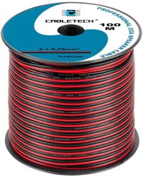 Cabletech KAB0390 Hangszórókábel, piros-fekete, réz-alumínium CCA, 2x0, 75mm2 (KAB0390)