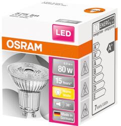 OSRAM Osram Star PAR16 üveg ház/6, 9W/575lm/2700K/GU10/230V/36fok/83lm/W LED spot izzó