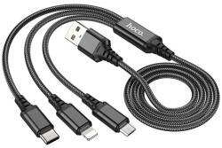 hoco. X76_B 1m 3in1 USB/microUSB/Type-C fekete adat- és töltőkábel (X76_B)
