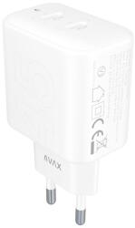 AVAX CH602W SPEEDY+ 45W GaN 2x USB-C PD3.0 fehér gyors töltő adapter (AVAX CH602W) - bestbyte