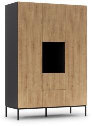 Eltap Lanzzi 135 ruhásszekrény fekete matt, artisan oak gardrób, fekete - mindigbutor