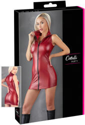 Cottelli Collection Party - cipzáras, ujjatlan fényes miniruha (piros) (27174503051) - szexaruhaz